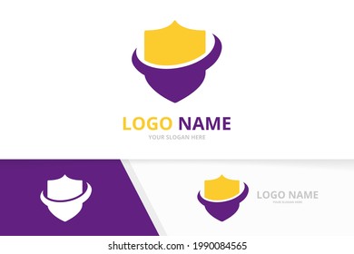 Premium shield logotype design. Business secure logo template.