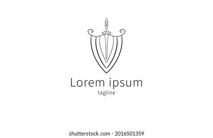 Diseño del logotipo de la cubierta y la espada en negro y blanco