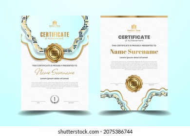 Premium Shiny Blue, Black, and Gold Certificate Template Design
