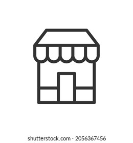 Premium shop line icon for app, web and UI. Vector stroke sign isolated on a white background. Outline icon of shop in trendy style.