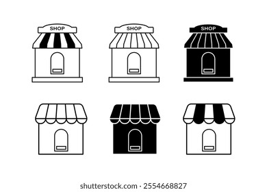 Premium Shop Vector Silhouettes Collection for Professional Use, High-Quality Vector Silhouettes of Shops and Stores for Designers, store, shop, mall, silhouette, market, products, inventory, sale