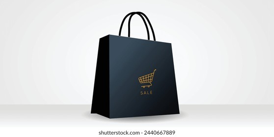 premium shopping bag with shopping cart logo vector illustration