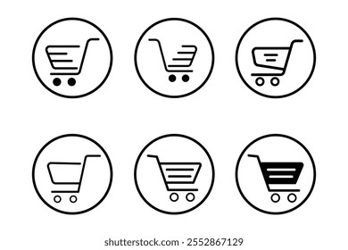 Premium Shopping Cart Flat Icons for Social Media Marketing, Dynamic Shopping Cart Flat Icon Set for Eye-catching Websites, Bold Shopping Cart Flat Icons Design for Quick Recognition