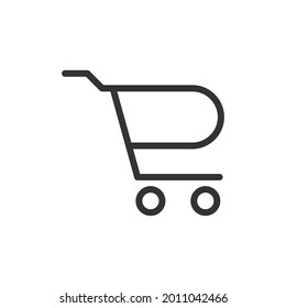 Premium shopping cart line icon for app, web and UI. Vector stroke sign isolated on a white background. Outline icon of shopping cart in trendy style.