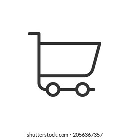 Premium shopping cart line icon for app, web and UI. Vector stroke sign isolated on a white background. Outline icon of shopping cart in trendy style.