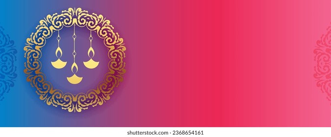 premium shubh diwali banner with text space and mandala frame 