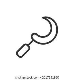 Premium sickle line icon for app, web and UI. Vector stroke sign isolated on a white background. Outline icon of sickle in trendy style.