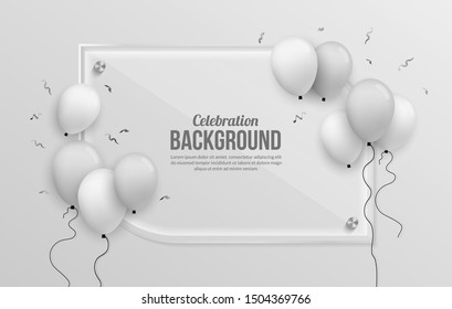 Premium silver ballon background for birthday party, graduation, celebration event and holiday