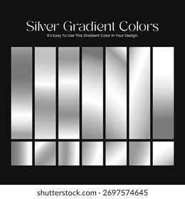 Conjunto de Gradientes de Colores Premium Silver - Cromo, blanco y lujoso color plateado Palette Swatches