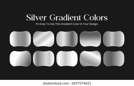 Conjunto de Gradientes de Colores Premium Silver - Cromo, blanco y lujoso color plateado Palette Swatches