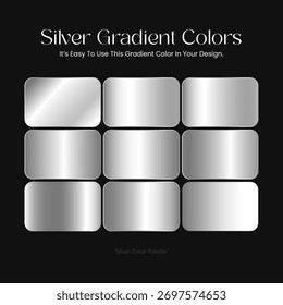 Conjunto de Gradientes de Colores Premium Silver - Cromo, blanco y lujoso color plateado Palette Swatches
