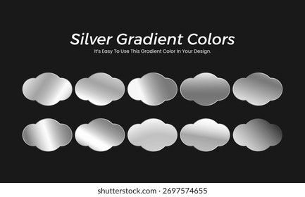 Conjunto de Gradientes de Colores Premium Silver - Cromo, blanco y lujoso color plateado Palette Swatches