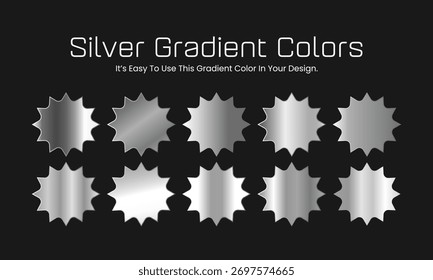 Conjunto de Gradientes de Colores Premium Silver - Cromo, blanco y lujoso color plateado Palette Swatches