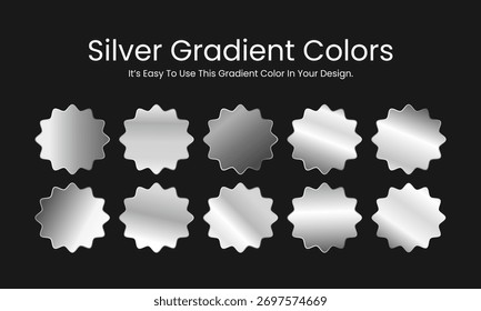 Conjunto de Gradientes de Colores Premium Silver - Cromo, blanco y lujoso color plateado Palette Swatches