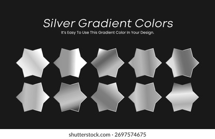 Premium Silver Colors Gradients Set - cromo, branco e luxo cor de prata Paleta Amostras