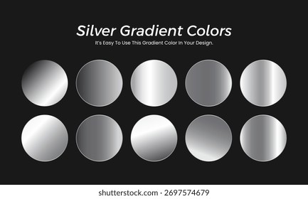 Premium Silver Colors Gradients Set – Chrome, White, and Luxury Silver Color Palette Swatches