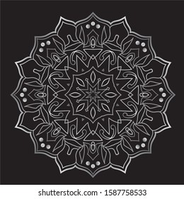 Premium Silver Mandala Vector Art Pattern Design 