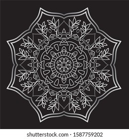 Premium Silver Mandala Vector Art Pattern Design 