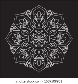 Premium Silver Mandala Vector Art Pattern Design 