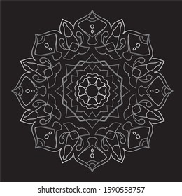 Premium Silver Mandala Vector Art Pattern Design 