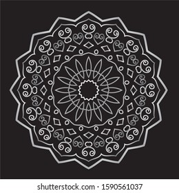 Premium Silver Mandala Vector Art Pattern Design 