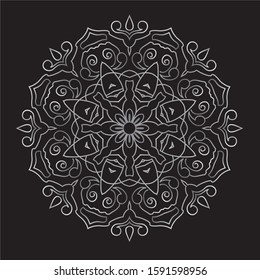 Premium Silver Mandala Vector Art Pattern Design 