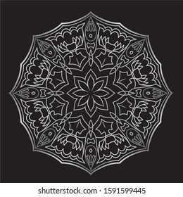 Premium Silver Mandala Vector Art Pattern Design 