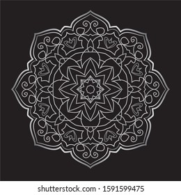 Premium Silver Mandala Vector Art Pattern Design 
