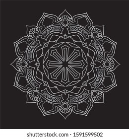 Premium Silver Mandala Vector Art Pattern Design 