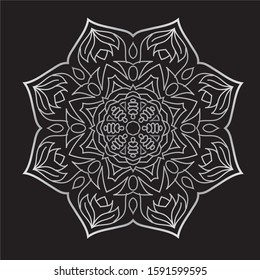 Premium Silver Mandala Vector Art Pattern Design 