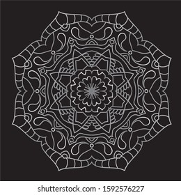 Premium Silver Mandala Vector Art Pattern Design 