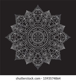 Premium Silver Mandala Vector Art Pattern Design 