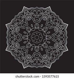 Premium Silver Mandala Vector Art Pattern Design 
