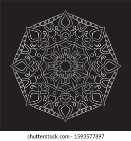 Premium Silver Mandala Vector Art Pattern Design 
