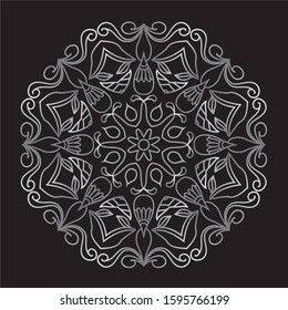 Premium Silver Mandala Vector Art Pattern Design 