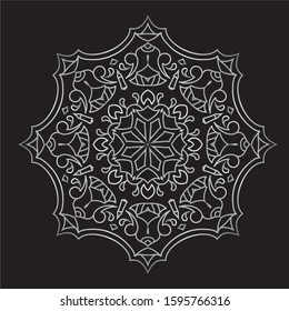 Premium Silver Mandala Vector Art Pattern Design 
