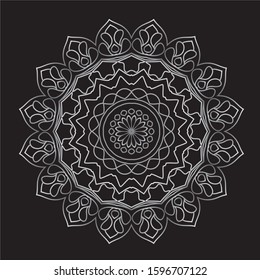 Premium Silver Mandala Vector Art Pattern Design 