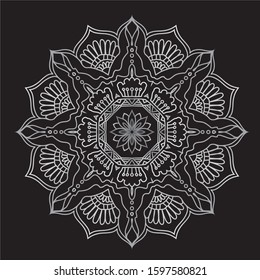 Premium Silver Mandala Vector Art Pattern Design 