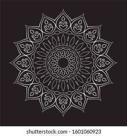 Premium Silver Mandala Vector Art Pattern Design 