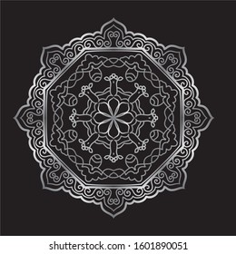 Premium Silver Mandala Vector Art Pattern Design
