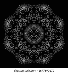 Premium Silver Mandala Vector Art Pattern Design 