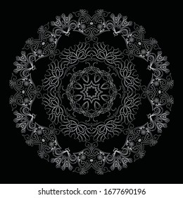Premium Silver Mandala Vector Art Pattern Design 