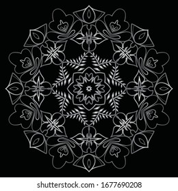 Premium Silver Mandala Vector Art Pattern Design 