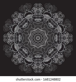 Premium Silver Mandala Vector Art Pattern Design 