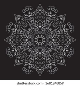 Premium Silver Mandala Vector Art Pattern Design 