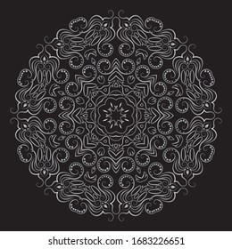 Premium Silver Mandala Vector Art Pattern Design 