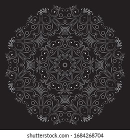 Premium Silver Mandala Vector Art Pattern