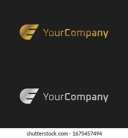 Premium and simple elegant design of letter E or wing with luxury color of gold and silver for company business