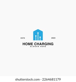 premium simple home charging logo design vector idea with modern and elegant styles. recharge house station logo vector design template isolated on white background
