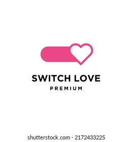 premium simple switch love logo with power on off icon design